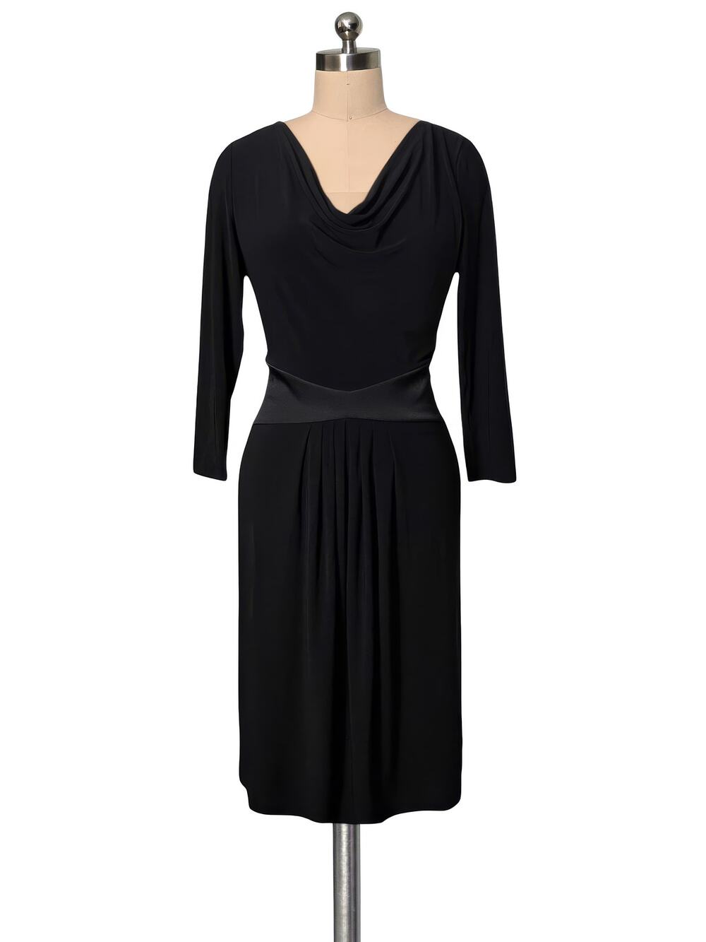 EVAN PICONE Black Stretchy Satin Midriff Design Bust Dress 12
